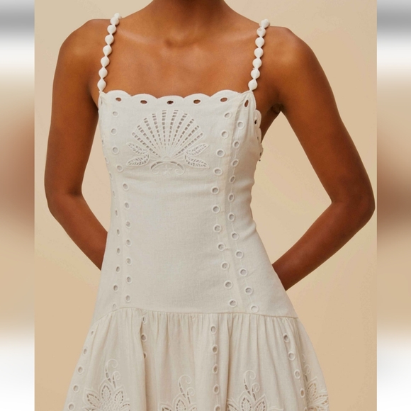 FARM RIO off-white richelieu lenzing™ ecovero™ euroflax™ midi dress, Size Large - Picture 2 of 12